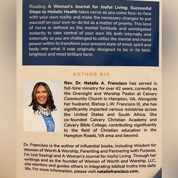 A Woman's Journal for Joyful Living (A book written by Dr. Natalie A. Francisco) - Picture 3 of 8